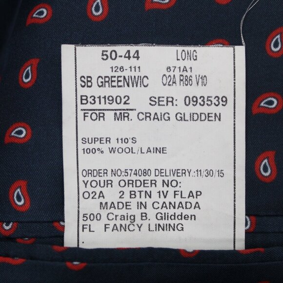 Samuelsohn Blazer Mens 44L Black Wool 2 Button Single Vent Sports Jacket Coat - Picture 8 of 13